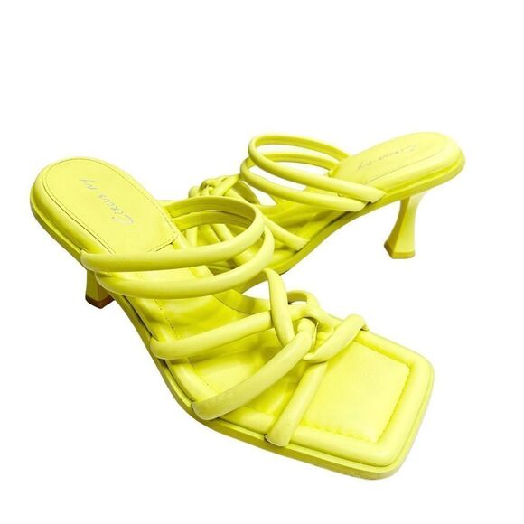 Sam Edelman Sandals Womens Size 8 Square Toe Slide On Lime Green - Picture 1 of 10